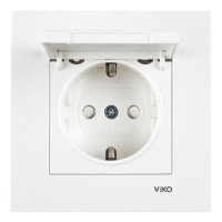 Розетка с заземлением, крышкой и шторками белая VIKO KARRE 90960012